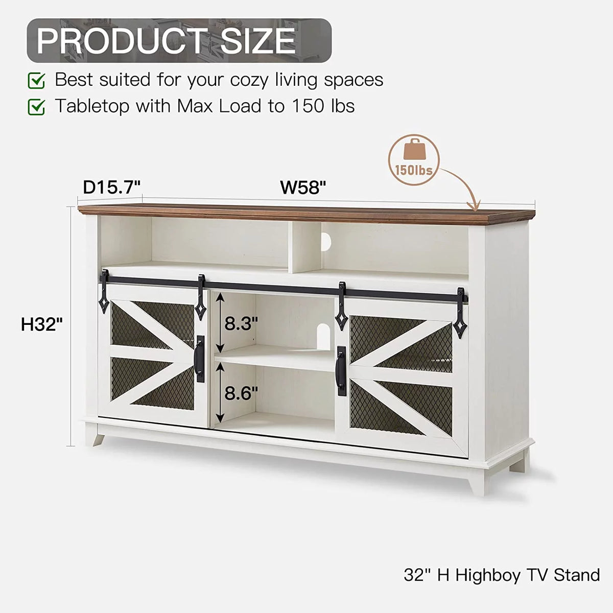 Antique White TV Stand R4342