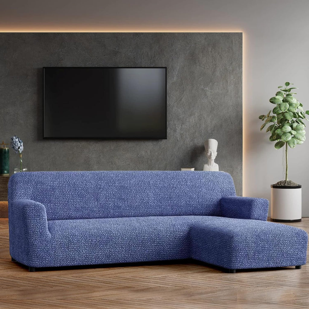 Blue Right-Facing Chaise Sectional Sofa Slipcover Z9018