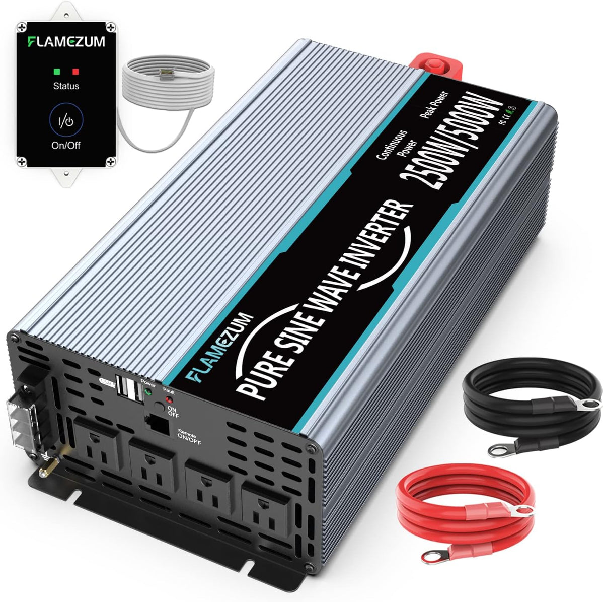 1500 Watt 12V DC to 110V AC Power Inverter with 3 AC Outlets and 2 USB Ports N660799