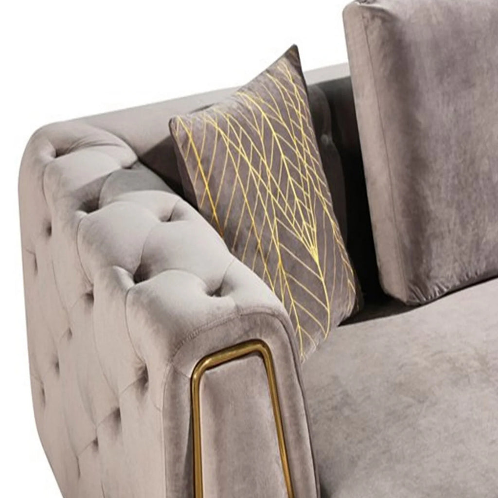 Gray Velvet 4 Seater Sofa L7185
