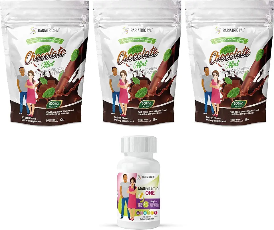90-Day Bariatric Vitamin Bundle Multivitamin Capsule with Iron and Calcium Citrate Soft Chews with Probiotics B37544
