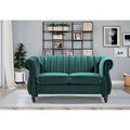 Green Velvet Rolled Arm Chesterfield Loveseat D2542
