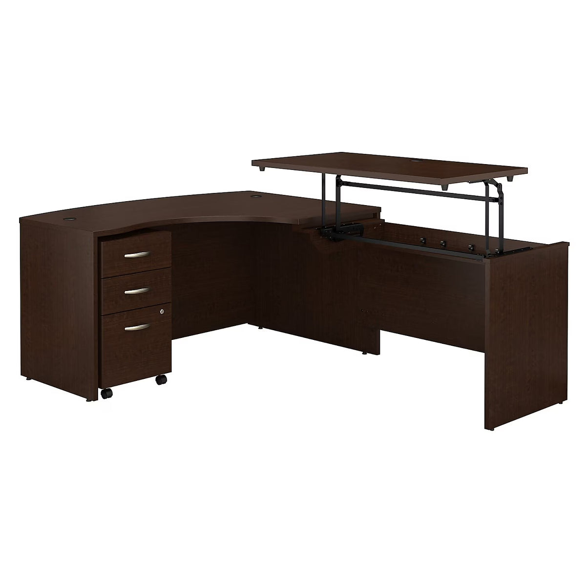 Mocha Cherry L Shaped Desk Office Set D57161