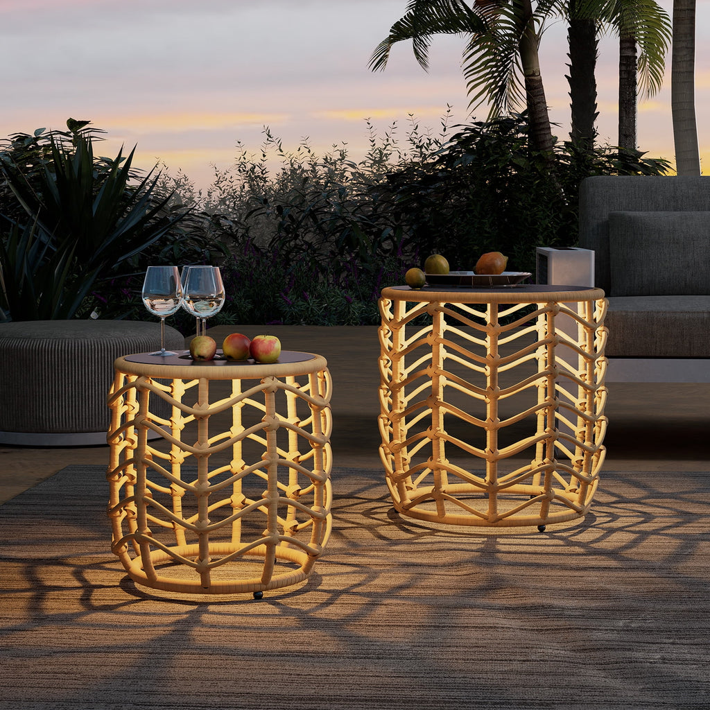Set of 2 Weather-Resistant Wicker Nesting Tables T98322