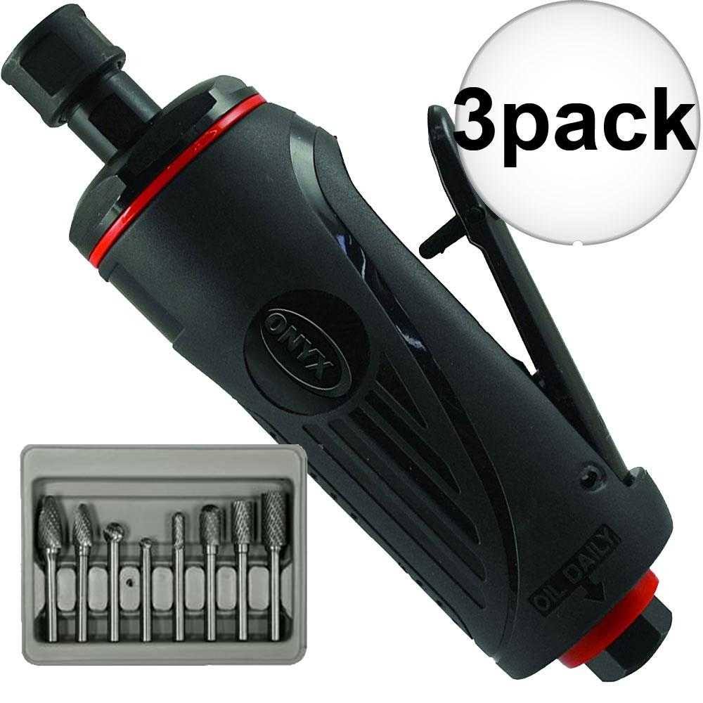 Onyx 1/4x22 Die Grinder with 8-Pc Rotary Burr Set 3-Pack N6271