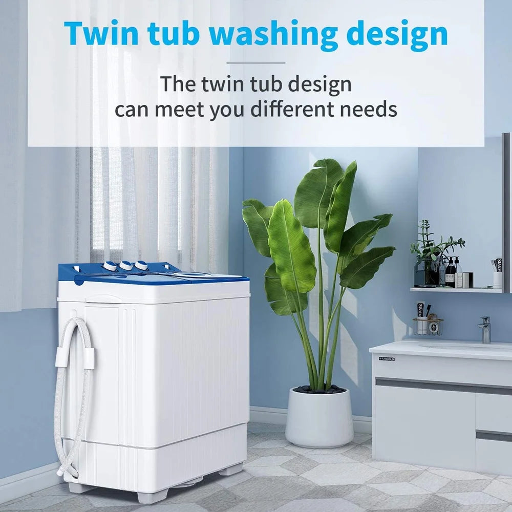 26 Lbs Twin Tub Portable Washing Machine with Wash and Spin Cycle C565
