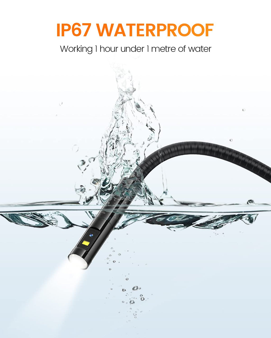 Dual Lens Inspection Camera with 5 IPS Screen and 16.4ft Flexible Probe G686