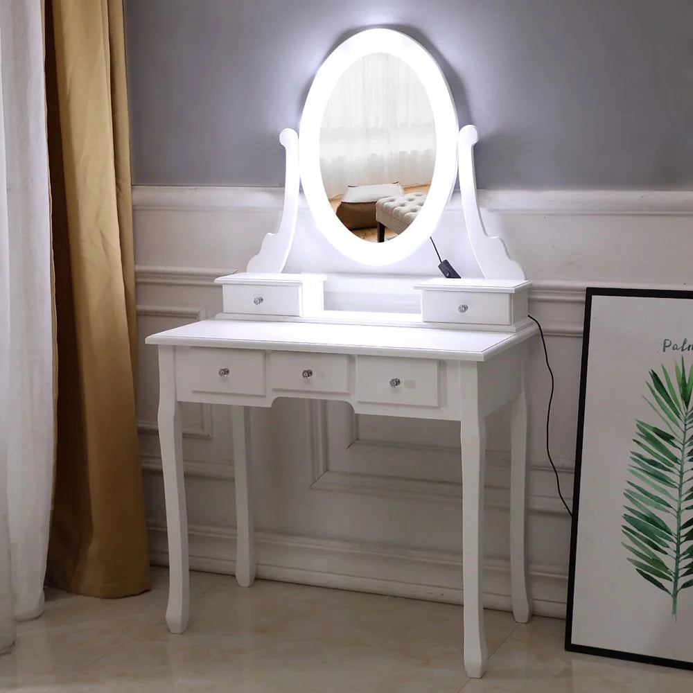 White 5 Drawer Dressing Table X41822