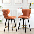 Upholstered Counter Height Fabric Bar Stools Set of 2 with Metal Legs N266