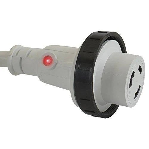 30Amp NEMA L5-30P to NEMA L5-30R Marine Shore Power with Light Indicator, 12-Feet C30529