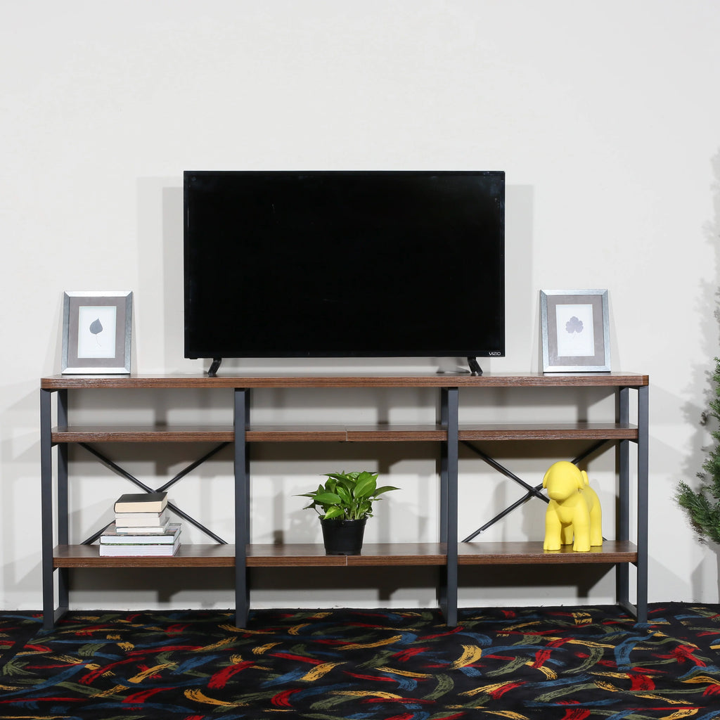 70" TV Stand with Wood Shelves C370125