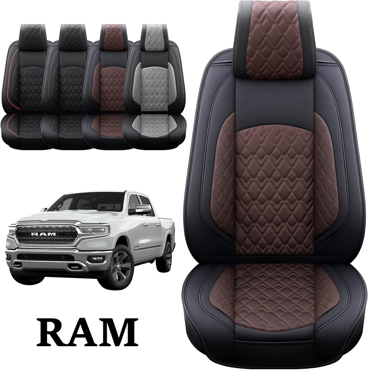 2 Pcs Front Waterproof Synthetic Leather Car Seat Covers U798498