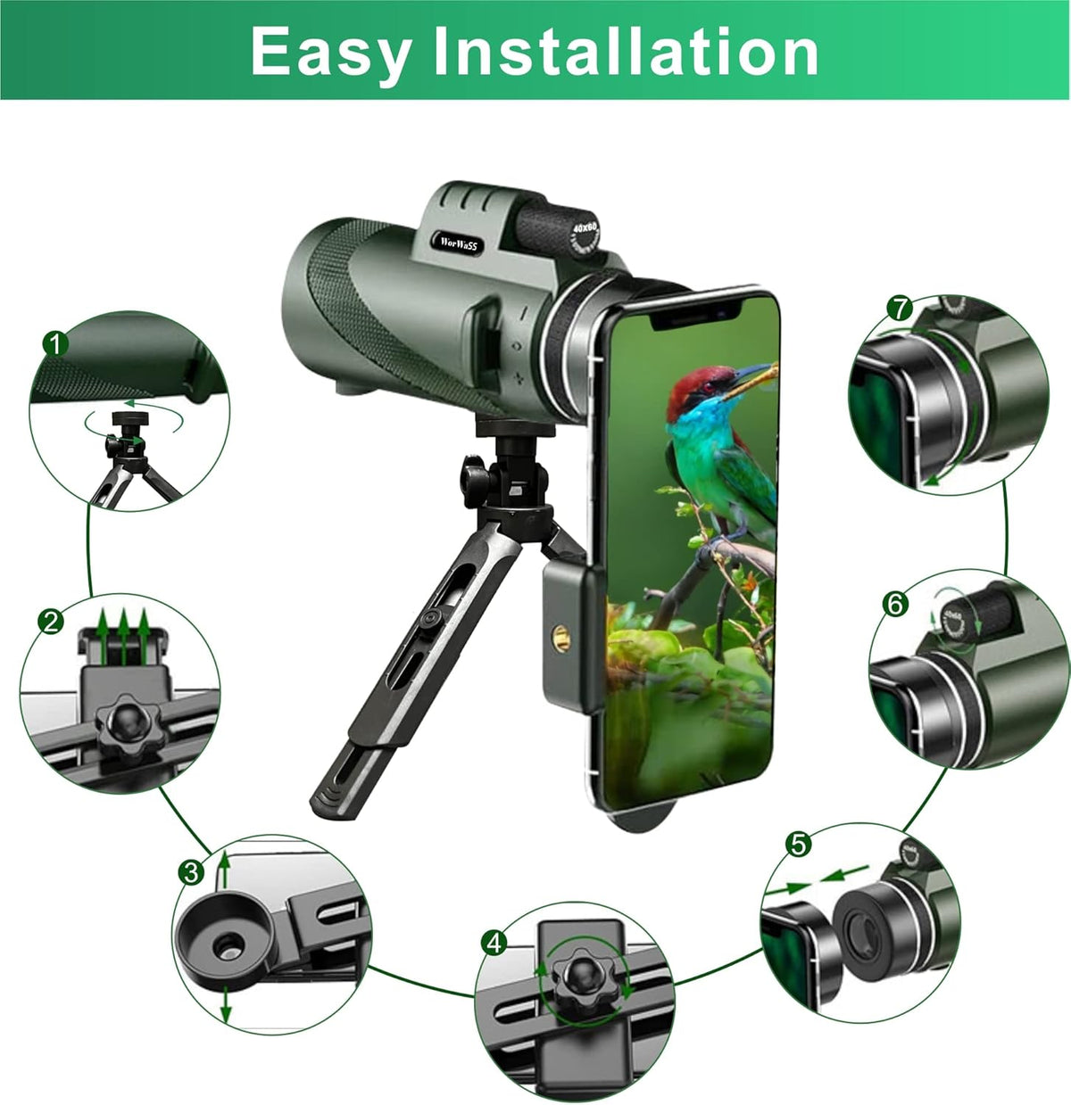 Monocular Telescope with BAK4 Prism and Tripod F23854