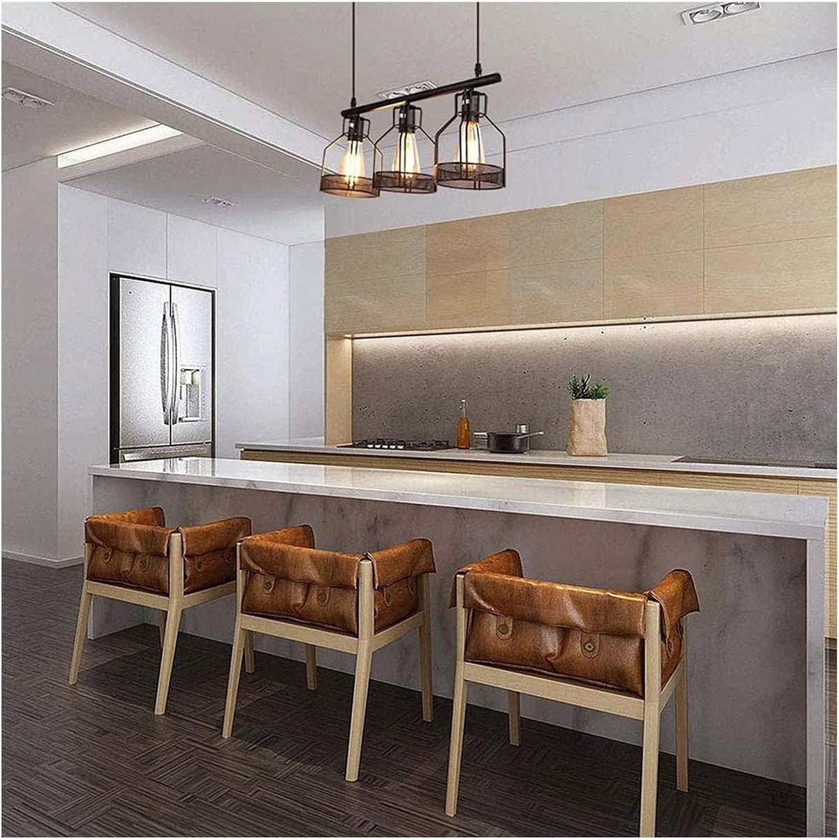 3-Light Industrial Pendant Light Fixtures Rustic Cage Chandelier C51795