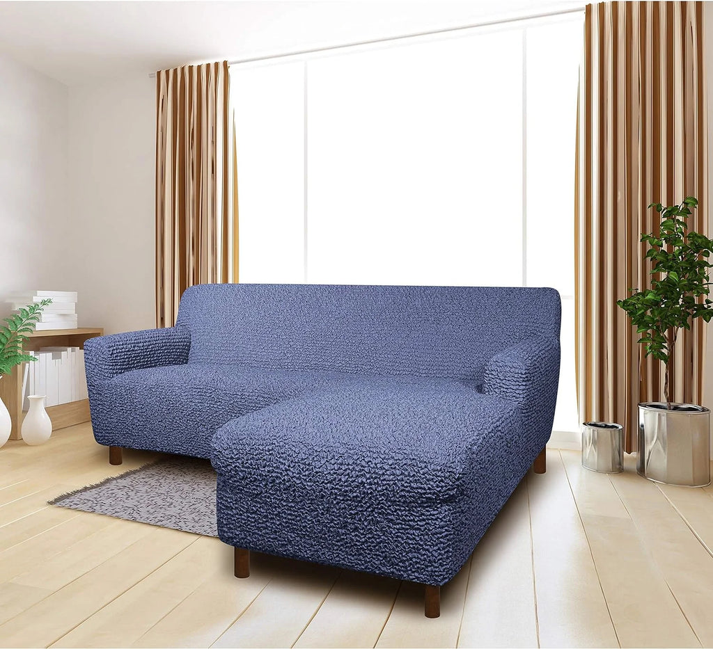 Blue Right-Facing Chaise Sectional Sofa Slipcover Z9018