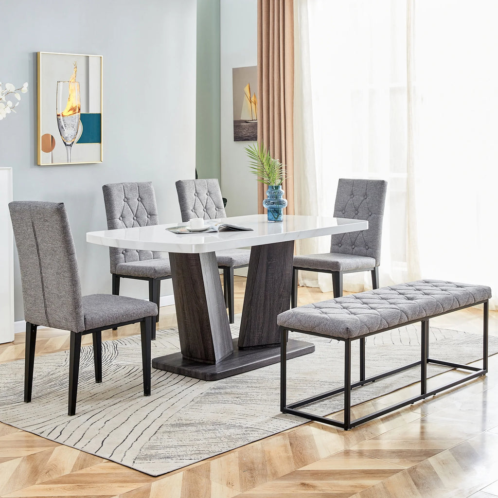 63" 6-Piece Dining Table with 4 Chairs & 1 Bench J58320