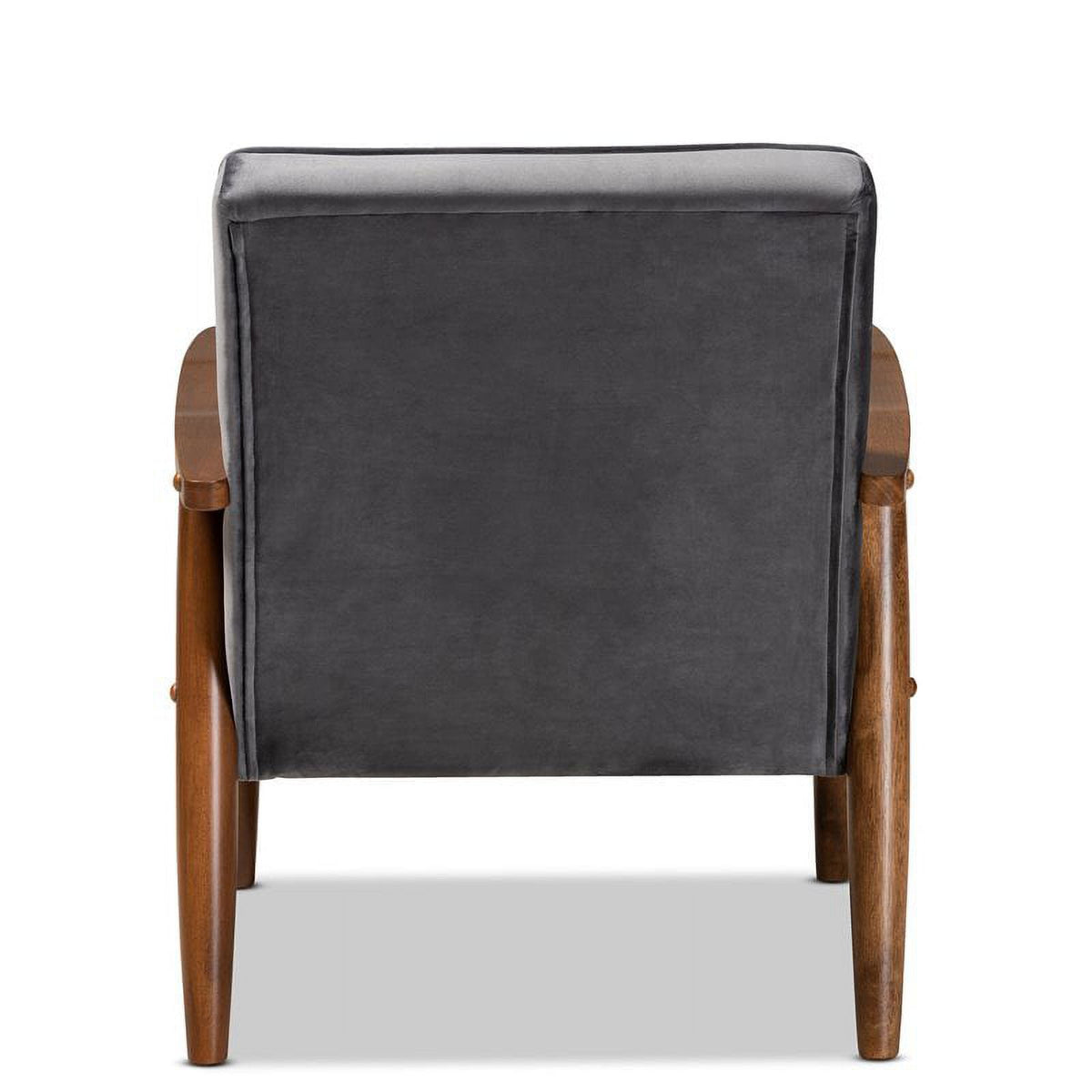 Grey Velvet Upholstered Wood Lounge Chair I56806