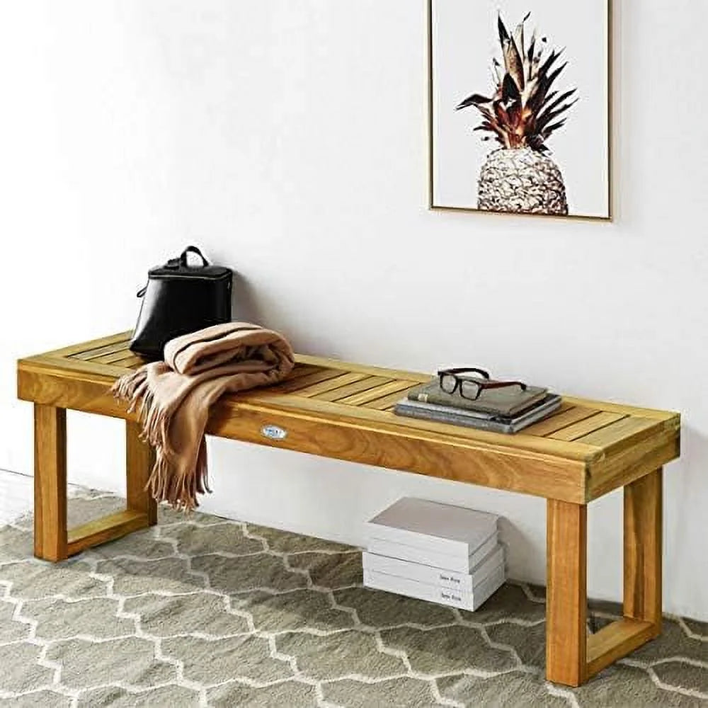 52 Inches Acacia Wood Backless Patio Bench I651030