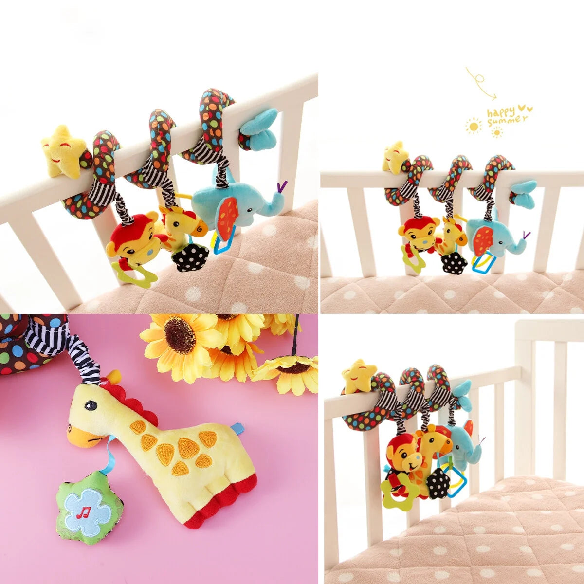 Baby Stroller Wrap Around Toys Infant Car Seat Activity Spiral Plush Toy Y789