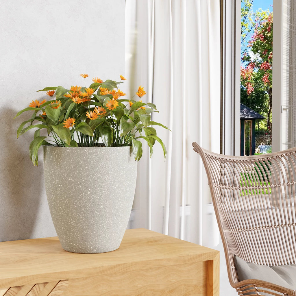 10 Inch Plant Pots Set of 2 with Drainage Hole P515159