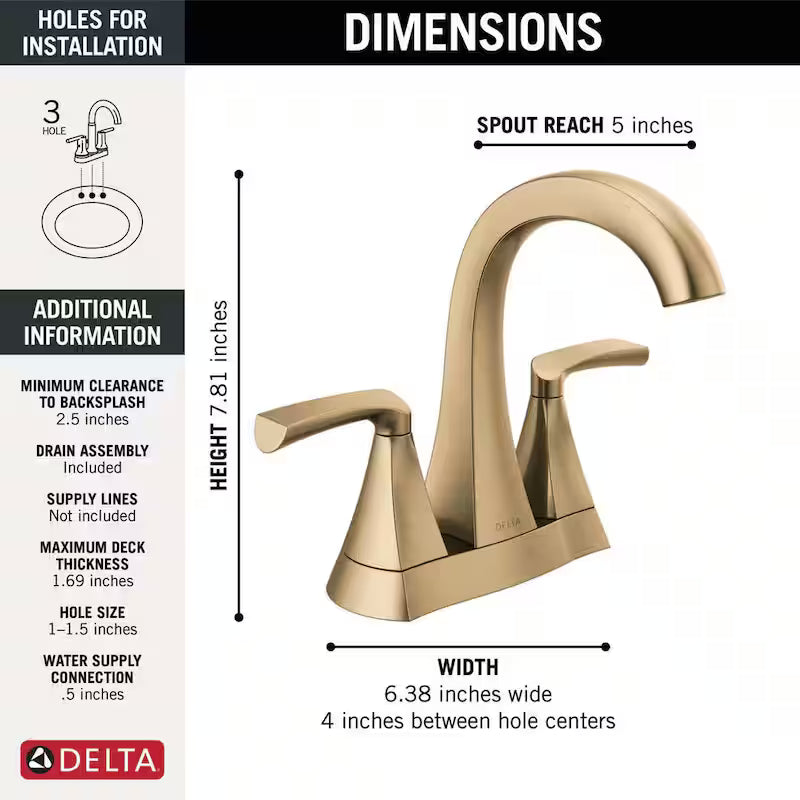 4 in. Centerset Double-Handle Bathroom Faucet in Champagne Bronze N451