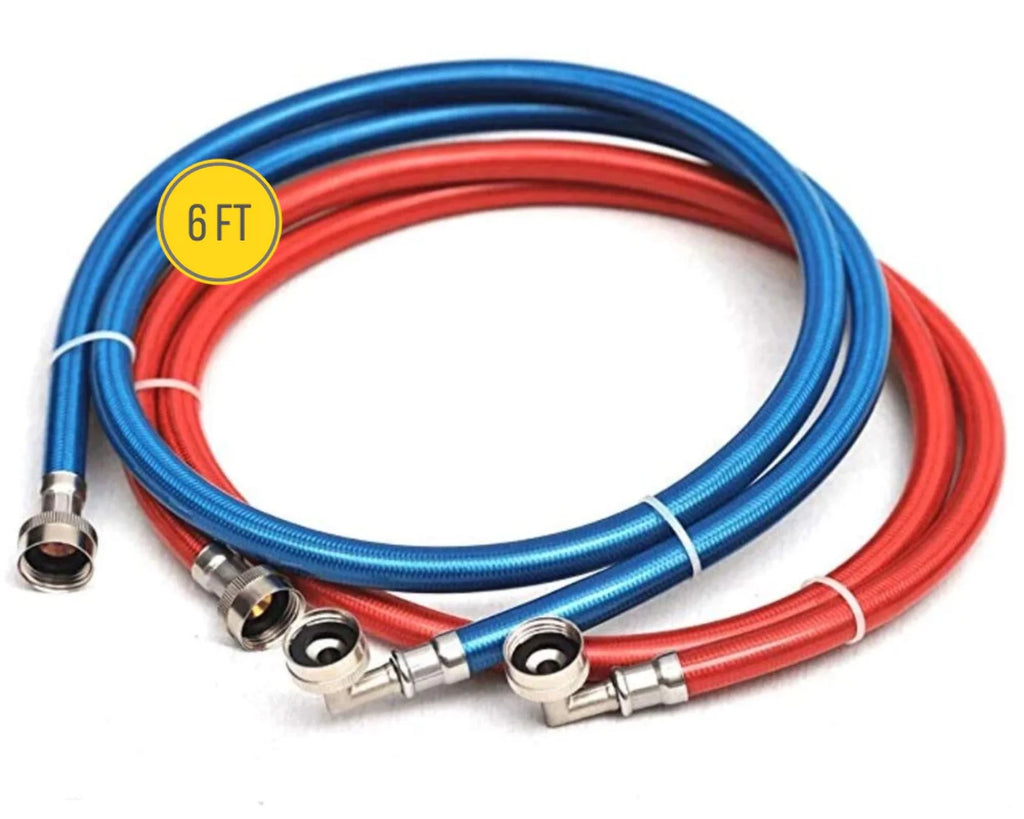 Stainless Steel Braided Washing Machine Hoses 6 ft 2 Pack X874
