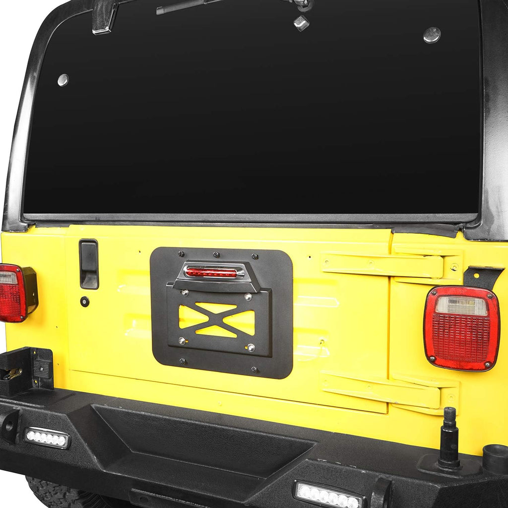 Spare Tire Delete License Plate Relocation Kit with Third Brake Light for Jeep Wrangler TJ Y88850