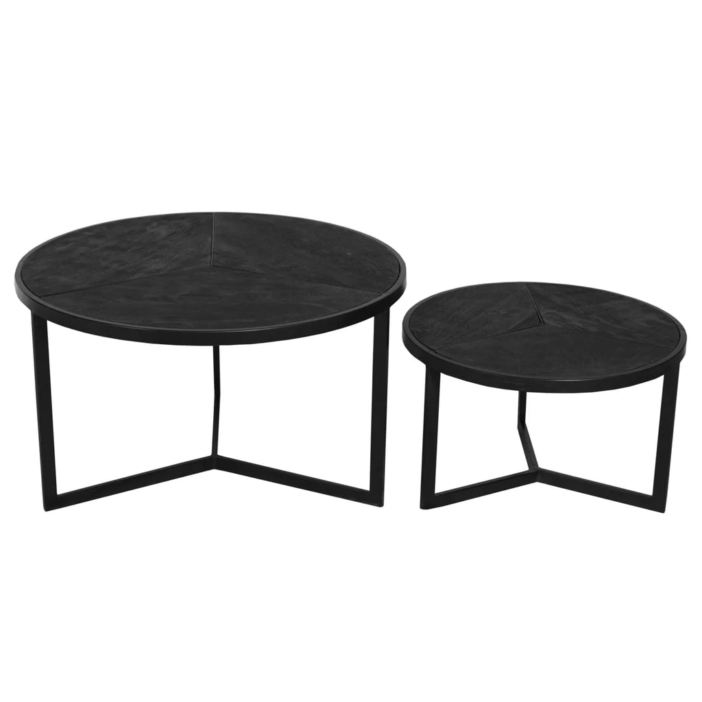 20 Inch Round Nesting Coffee Table Set Of 2 Mango Wood Z381329