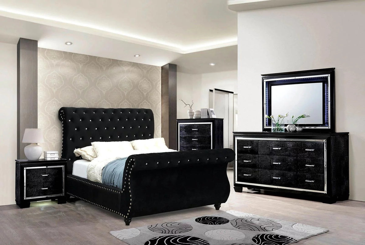 Black Solid Wood King Bed D232