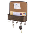 Metal Wall Mount Corkboard Key and Mail Rack 5-Hook Organizer H3604