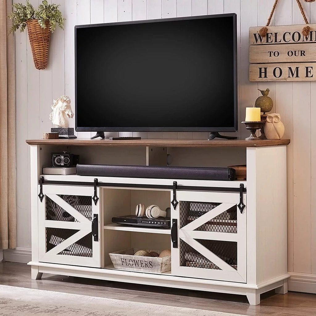 Antique White TV Stand R4342