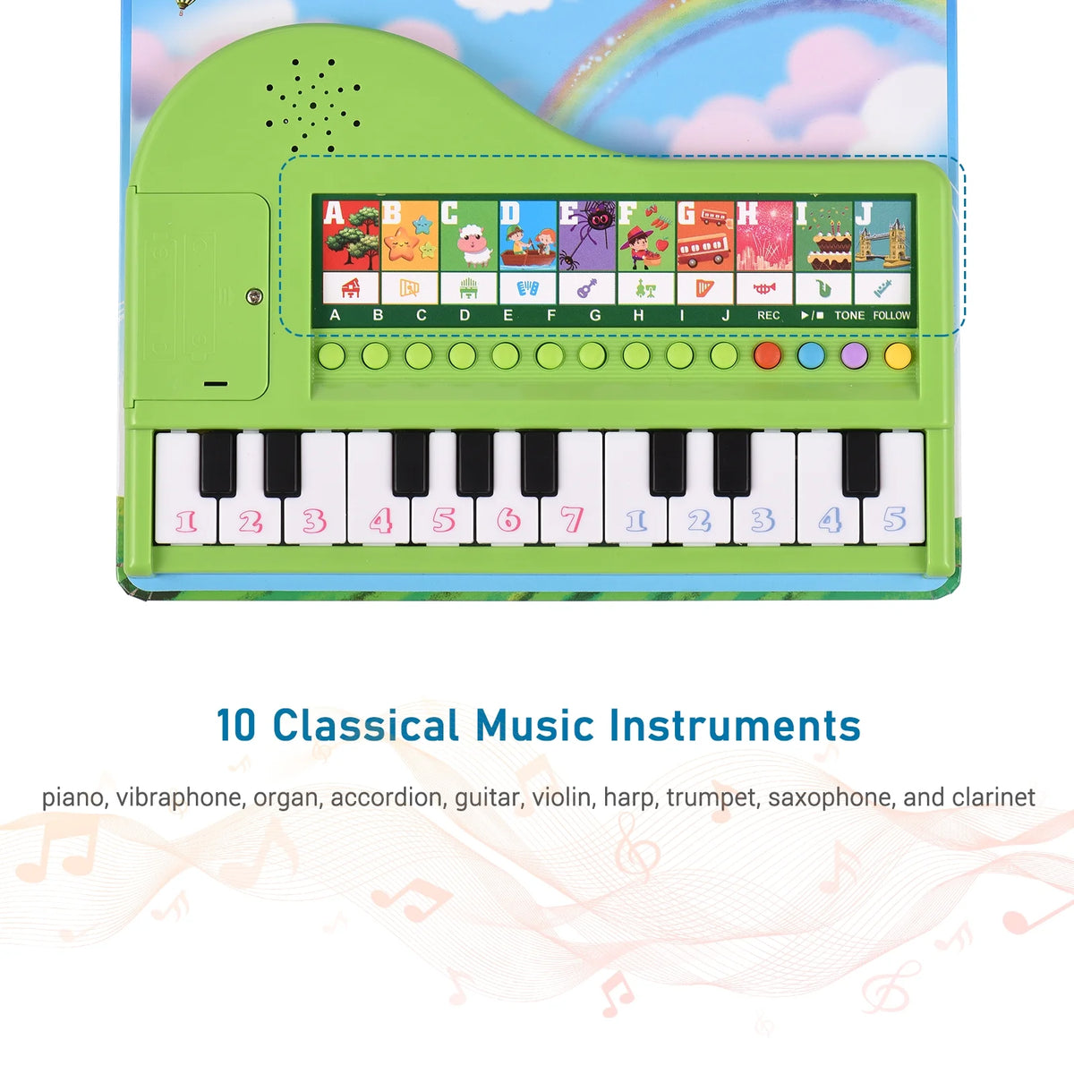 20-Key Electronic Piano Book with Built-In Keyboard, Educational Music Toy for Kids A74565