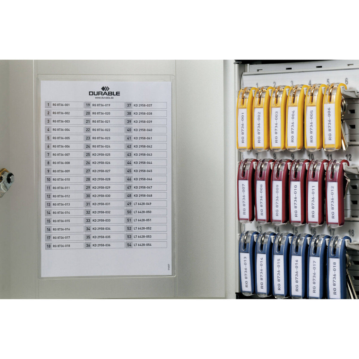 Locking Key Cabinet, 54-Key, Brushed Aluminum, Silver X44037