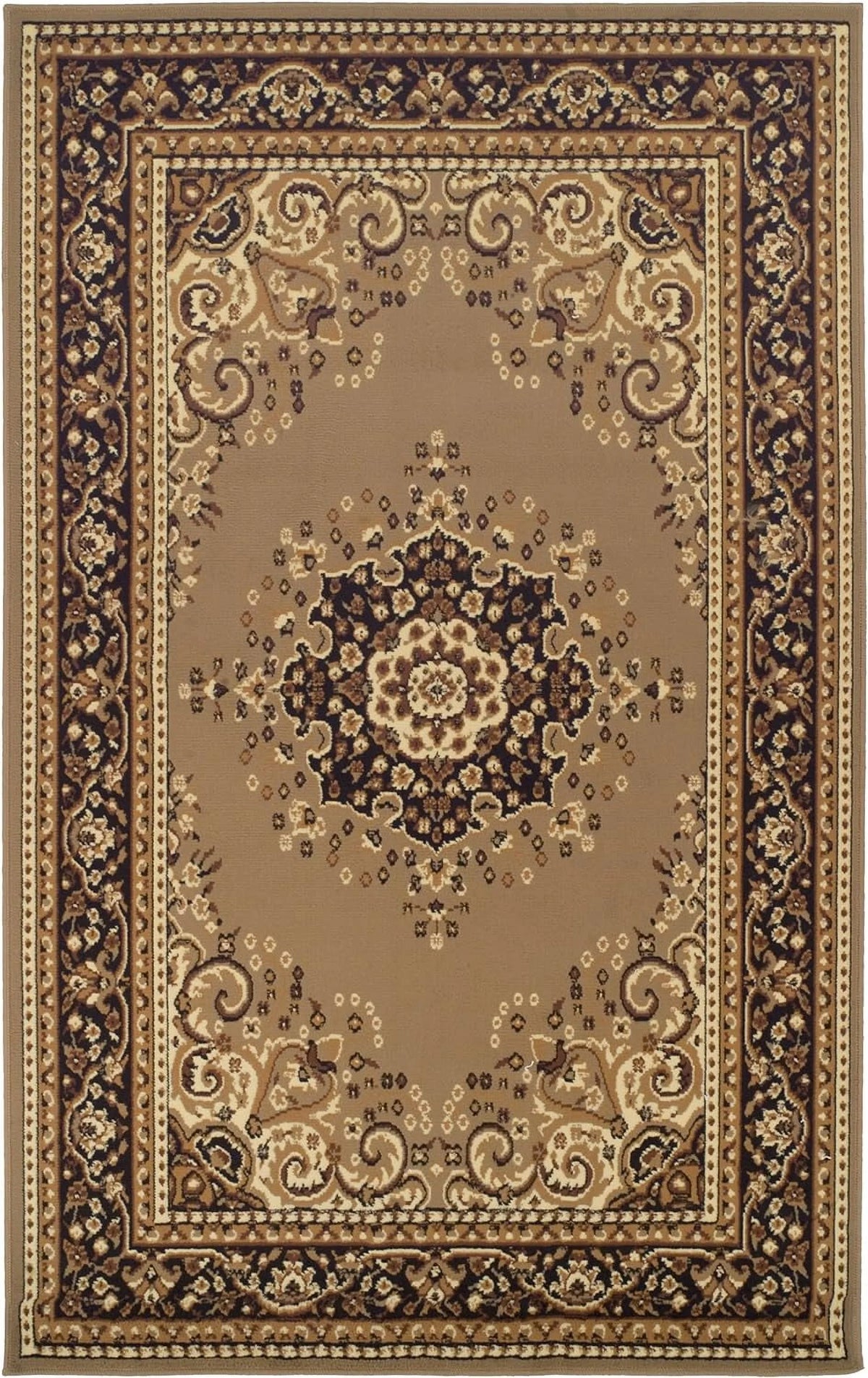 Brown 4' X 6' Floral Vines Area Rug F422512