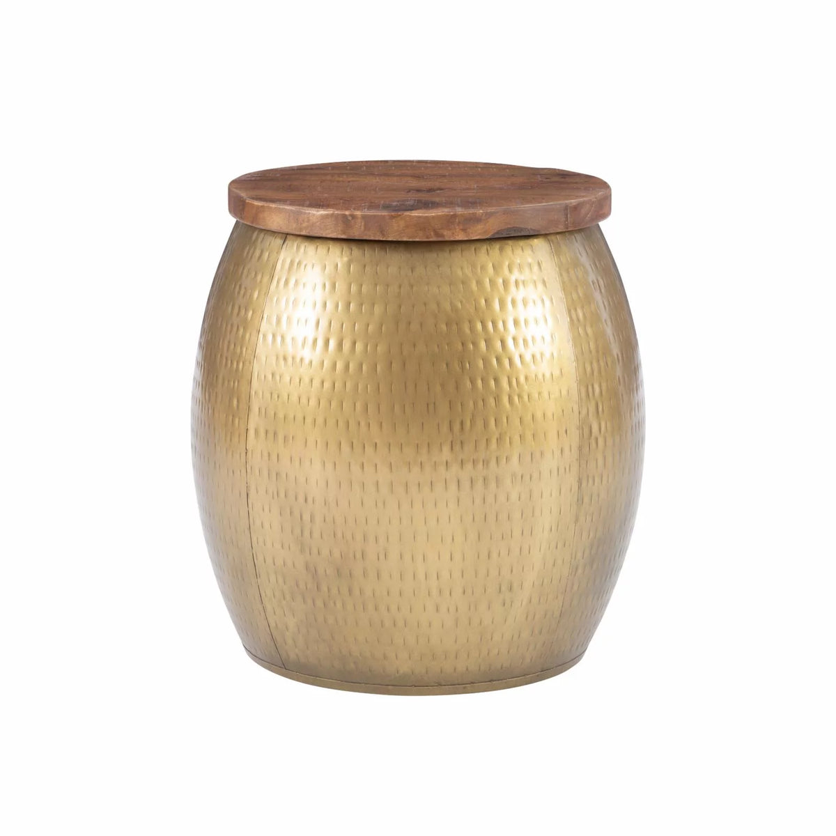 Gold Metal and Wood Storage Side Table T703750