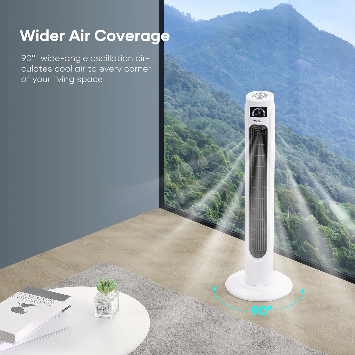36 Tower Fan 120° Oscillating 60dB Quiet with Remote Control White S586