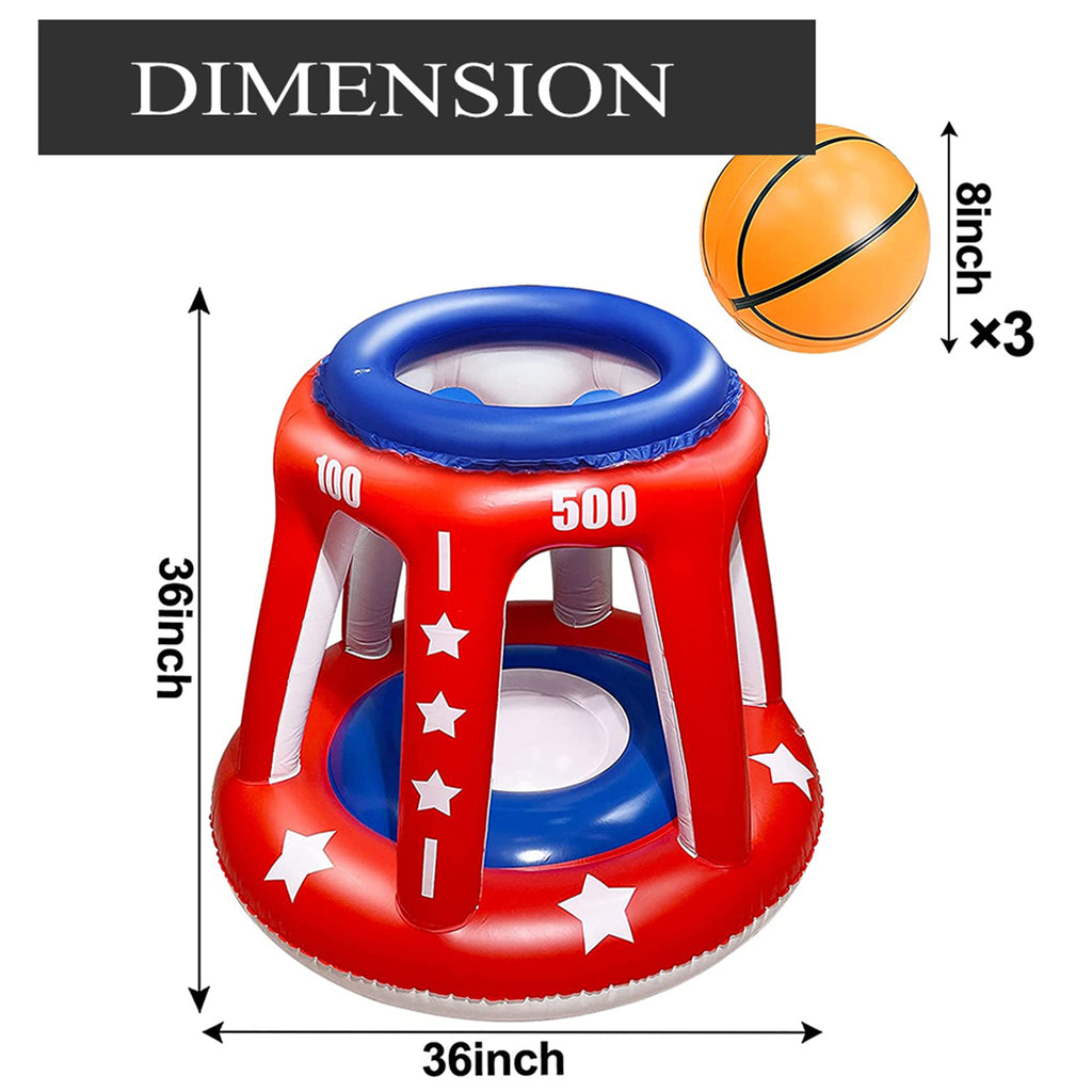 Giant Inflatable Pool Basketball Hoop with 3 Balls 6 Score Hole Q3307