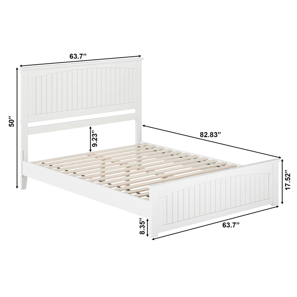 White Queen Solid Wood Platform Bed with Footboard U692