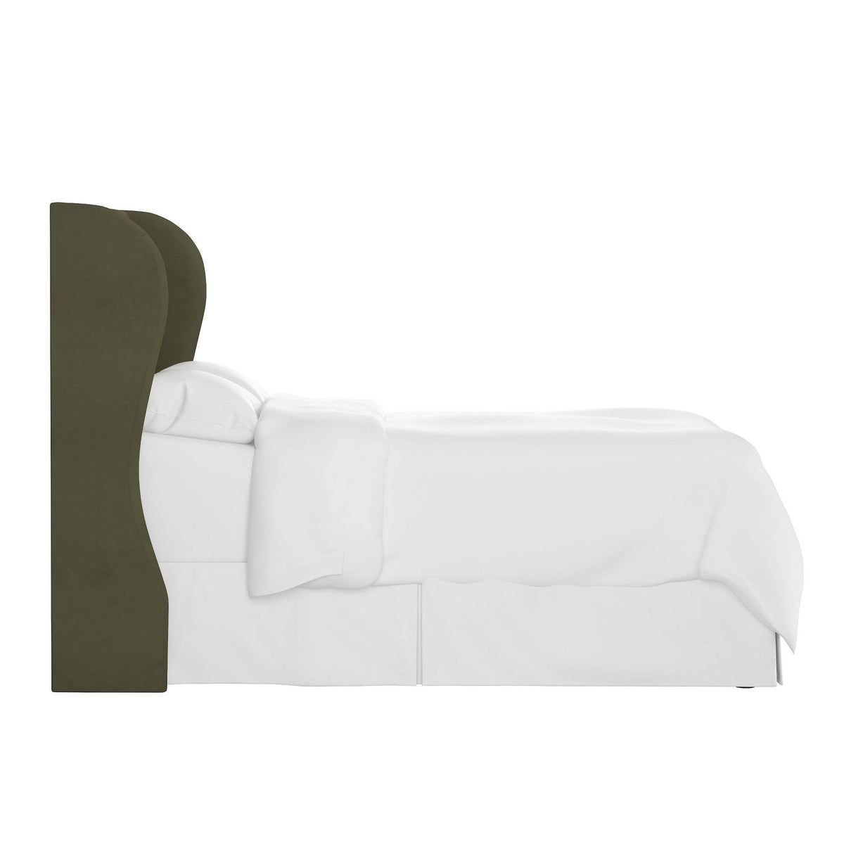 Full Tufted Wingback Headboard Velvet Loden U794