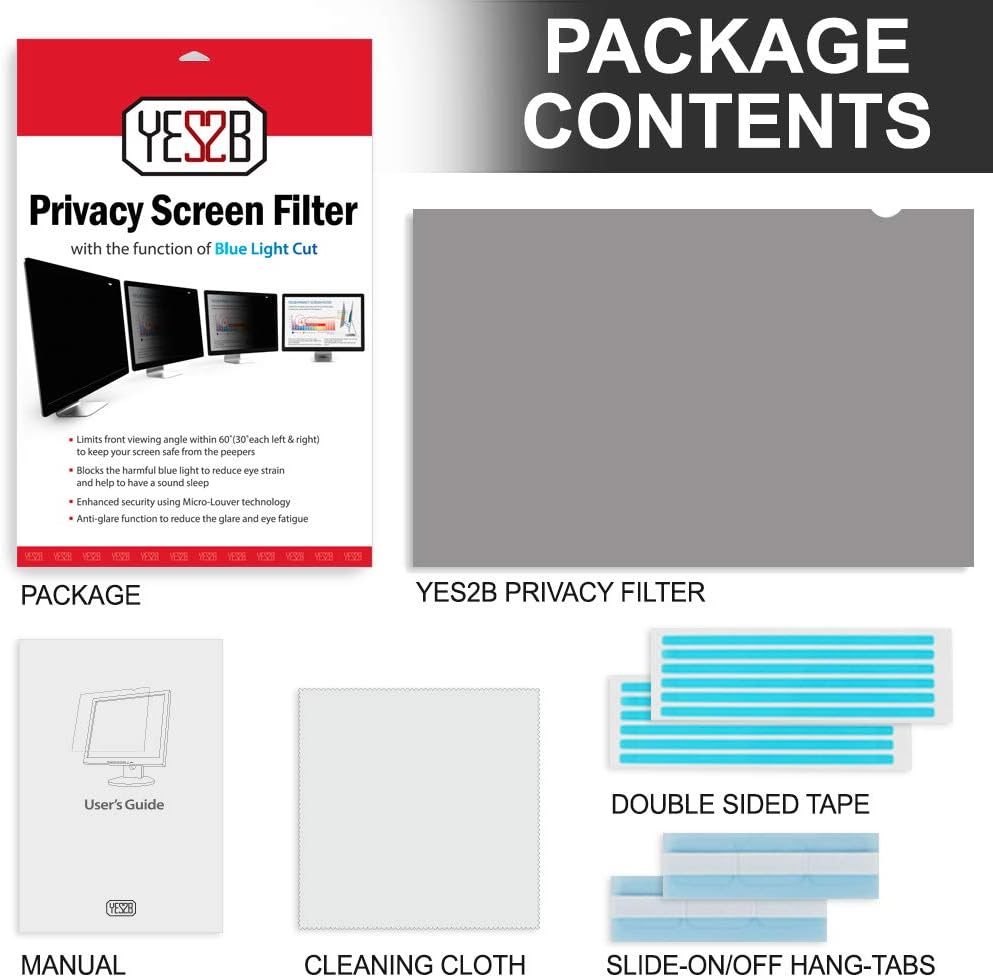 23 Inch Monitor Privacy Screen Filter for 16:9 Widescreen Display, Pack of 2 A12376