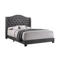 Gray Fabric Upholstered Wood Full Bed with Camelback Headboard X300789