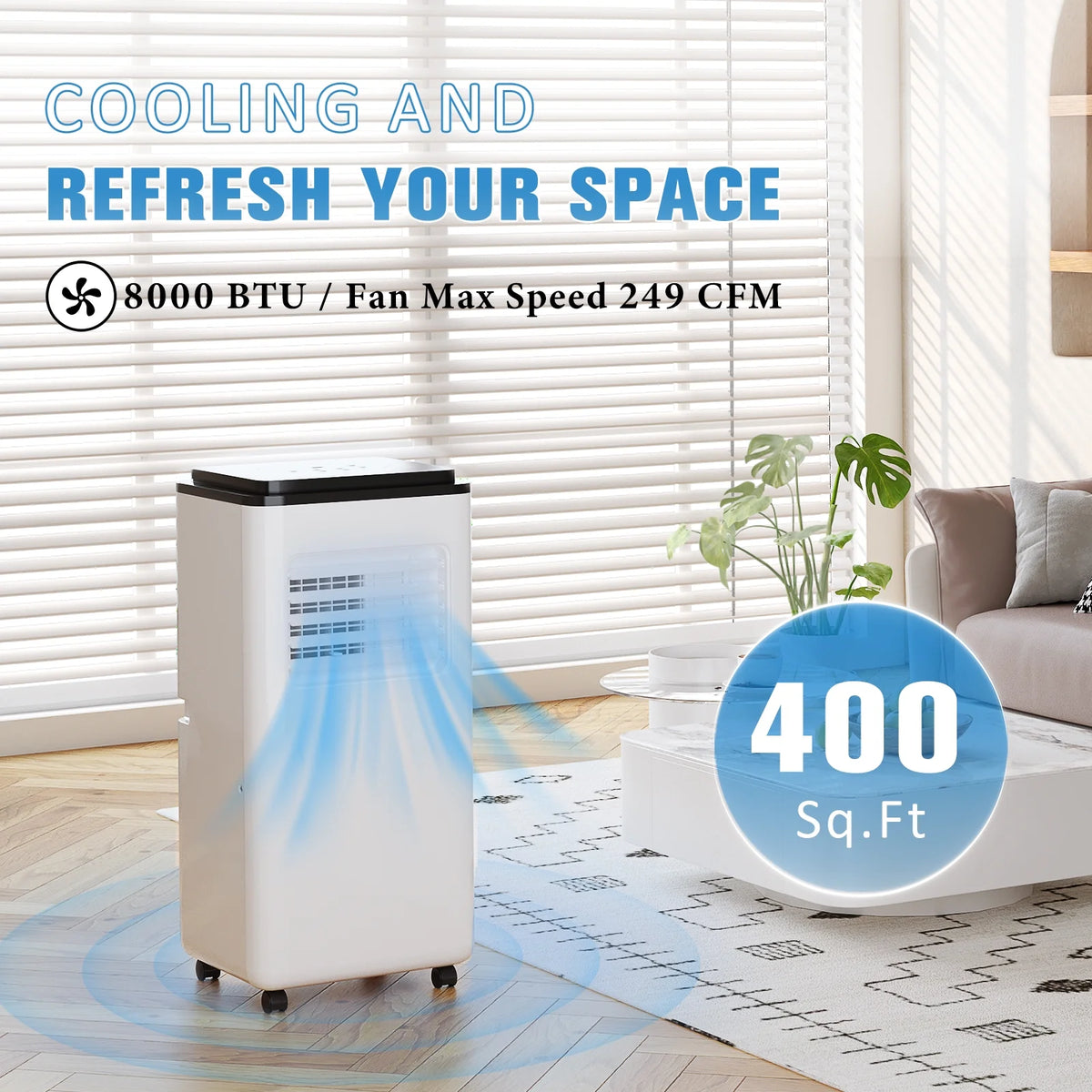 8,000BTU Portable Air Conditioner with Remote Control W83887