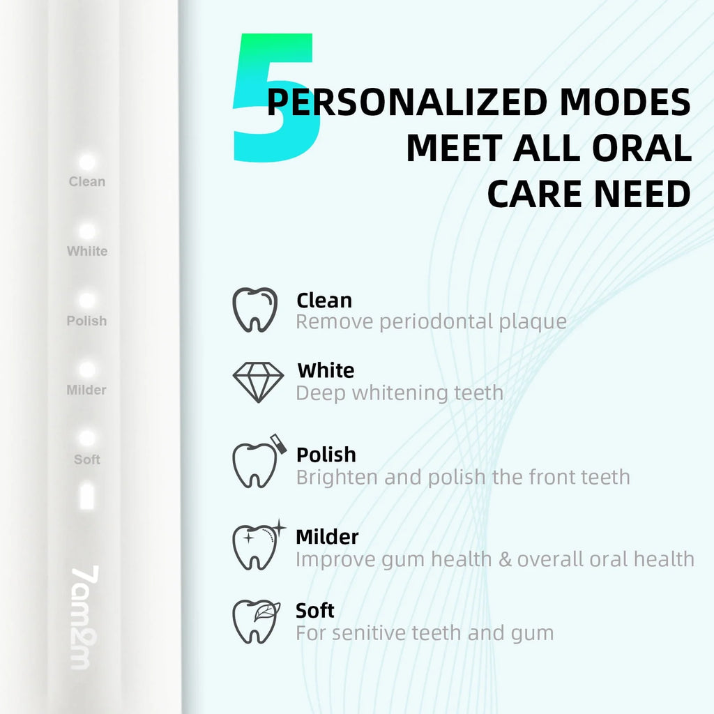 Sonic Electric Toothbrush with 6 Brush Heads, 5 Modes, Black M483531