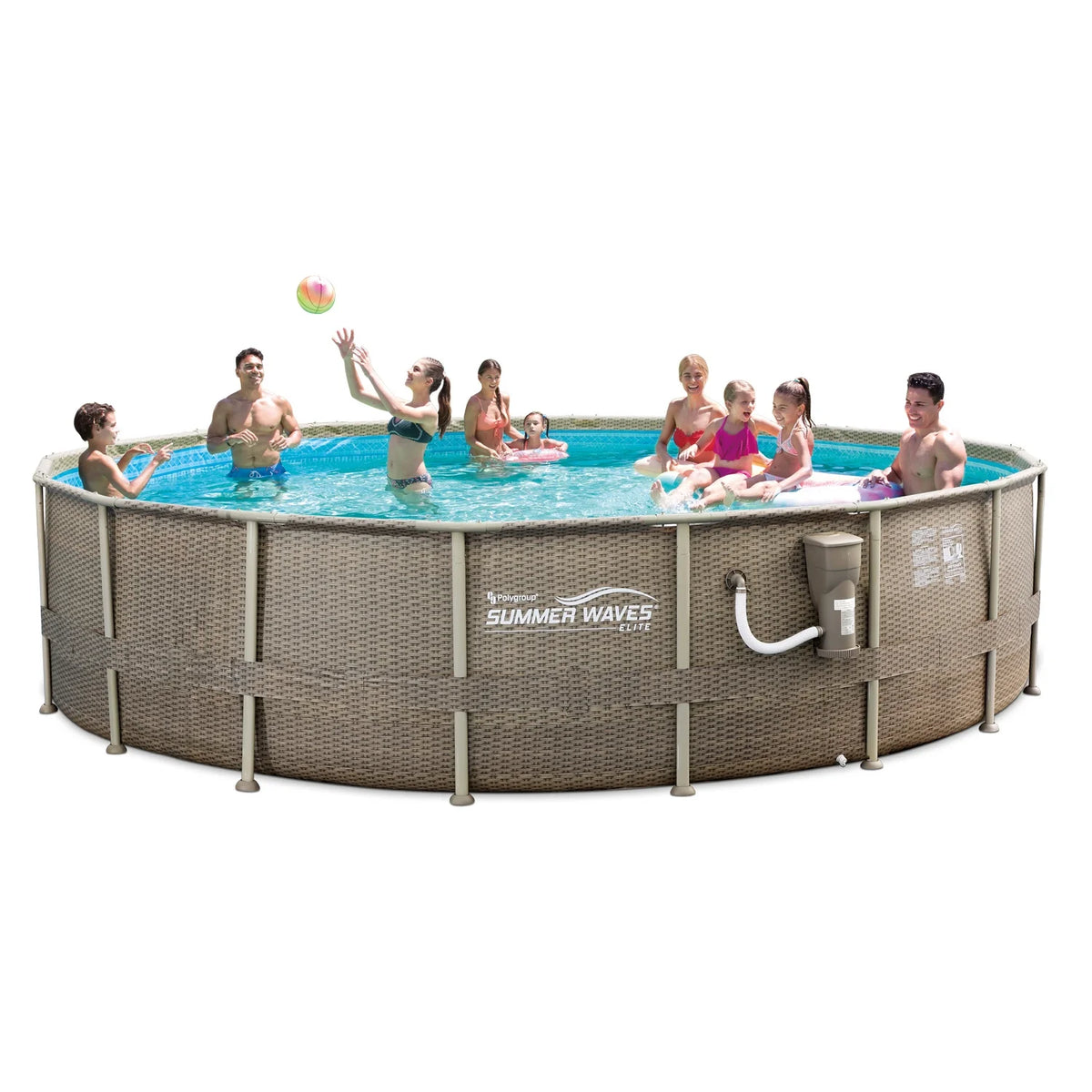 18ft x 48in Elite Frame Swimming Pool with Exterior Wicker Print C31160