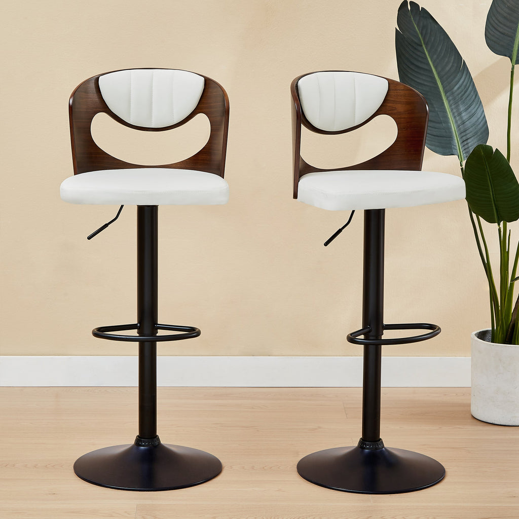 White Adjustable Swivel Bar Stools Set of 2 N962085