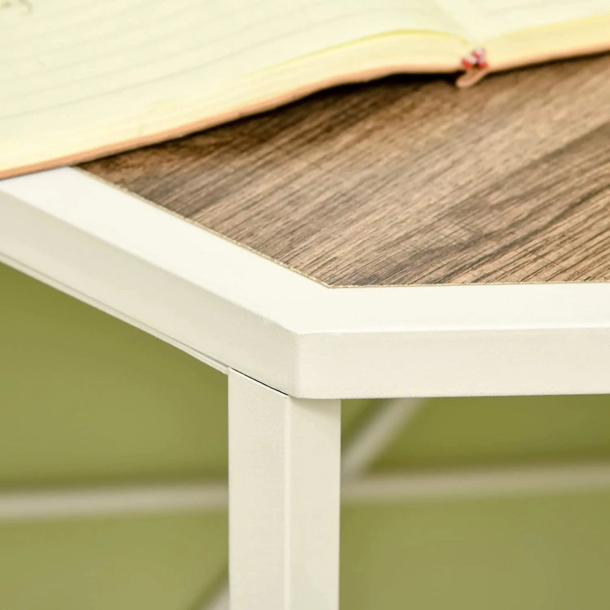 White Corner Computer Desk with Steel Frame T339