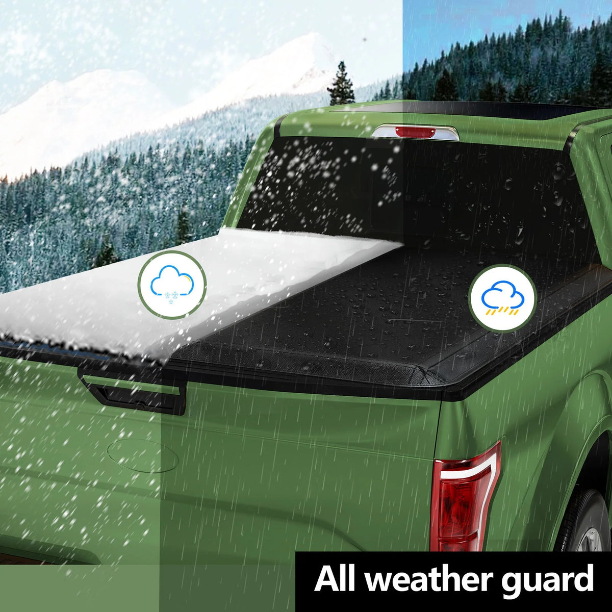6ft Soft Tri-fold Truck Bed Tonneau Cover with led lamp R8712
