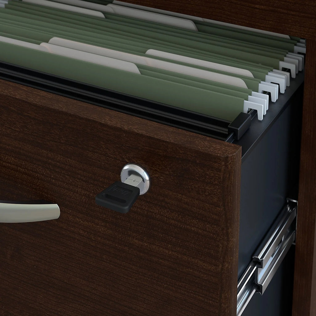 Mocha Cherry L Shaped Desk Office Set D57161