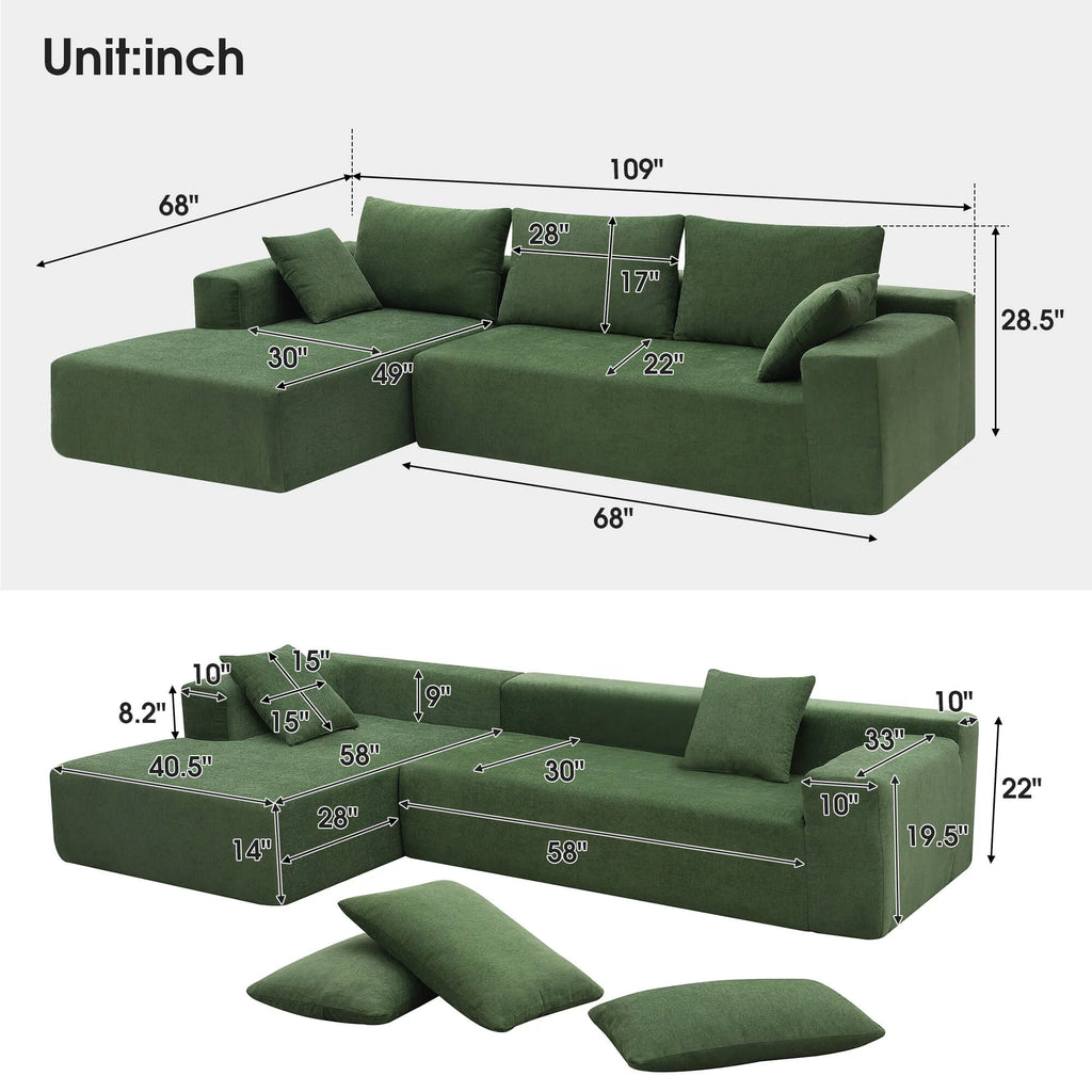 L-Shape 3 Seat Sectional Couch M4060