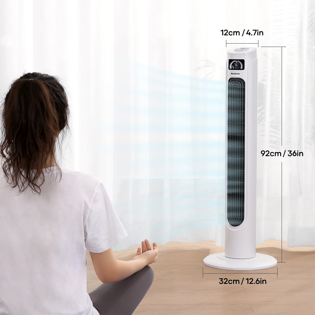 36 Tower Fan 120° Oscillating 60dB Quiet with Remote Control White S586